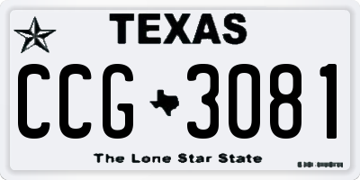 TX license plate CCG3081