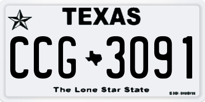 TX license plate CCG3091