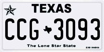 TX license plate CCG3093