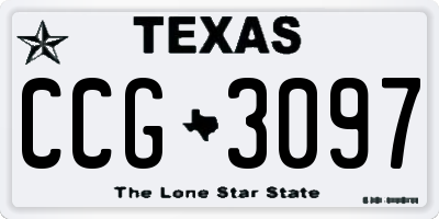 TX license plate CCG3097