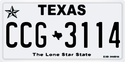 TX license plate CCG3114