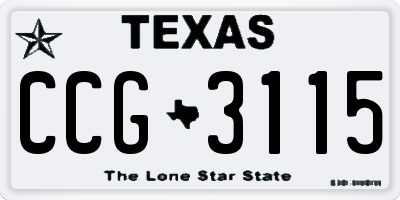 TX license plate CCG3115