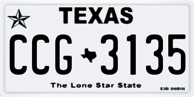 TX license plate CCG3135