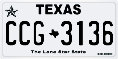 TX license plate CCG3136