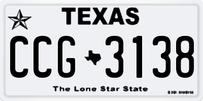 TX license plate CCG3138