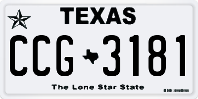 TX license plate CCG3181