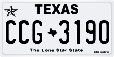 TX license plate CCG3190