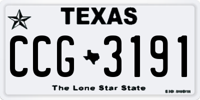 TX license plate CCG3191
