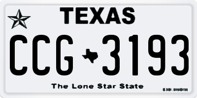 TX license plate CCG3193
