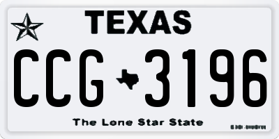 TX license plate CCG3196