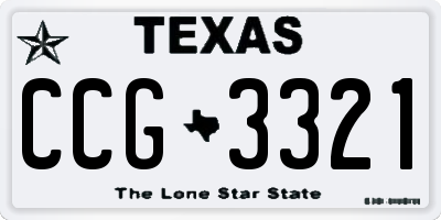 TX license plate CCG3321