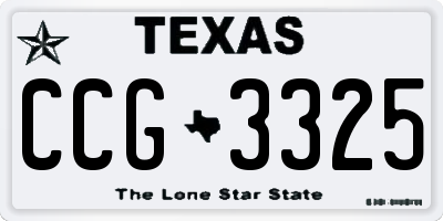 TX license plate CCG3325