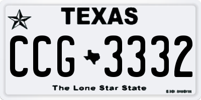 TX license plate CCG3332
