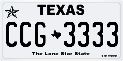 TX license plate CCG3333