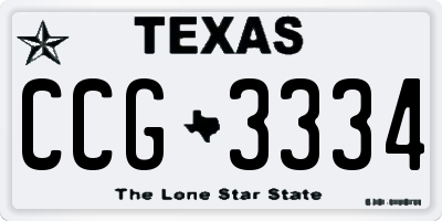 TX license plate CCG3334
