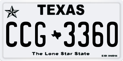 TX license plate CCG3360