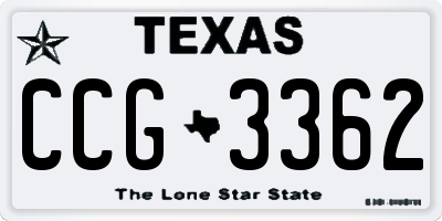 TX license plate CCG3362