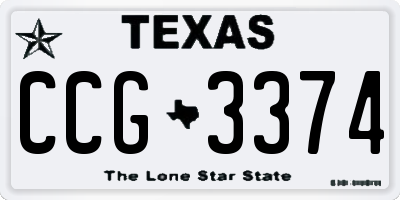 TX license plate CCG3374