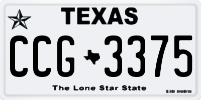 TX license plate CCG3375