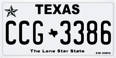 TX license plate CCG3386