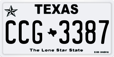 TX license plate CCG3387