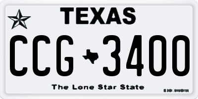 TX license plate CCG3400