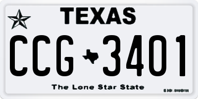 TX license plate CCG3401