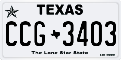 TX license plate CCG3403
