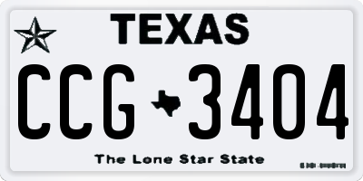 TX license plate CCG3404