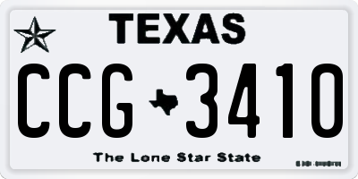 TX license plate CCG3410
