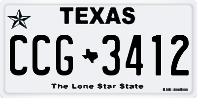 TX license plate CCG3412
