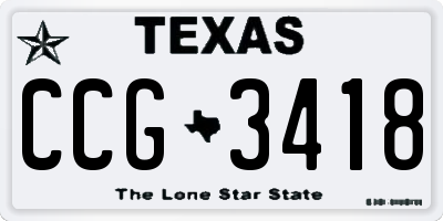 TX license plate CCG3418