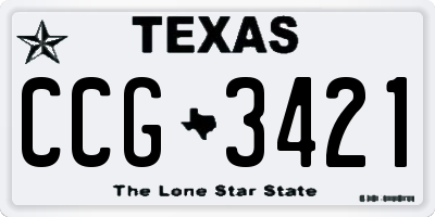 TX license plate CCG3421