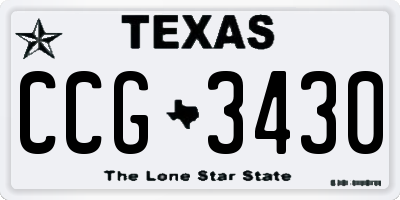 TX license plate CCG3430
