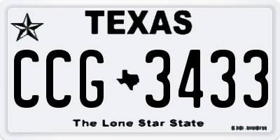 TX license plate CCG3433
