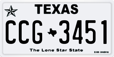 TX license plate CCG3451