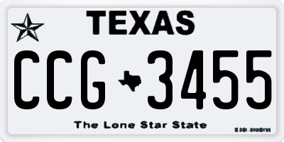 TX license plate CCG3455