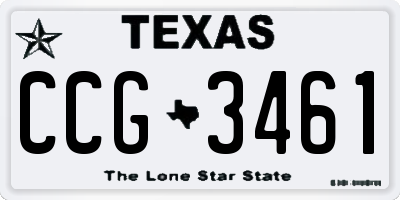 TX license plate CCG3461