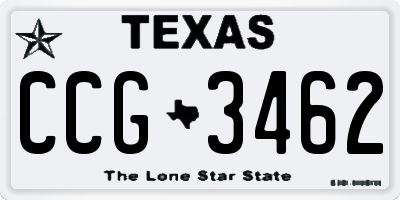 TX license plate CCG3462