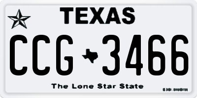 TX license plate CCG3466