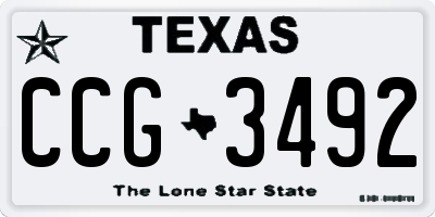 TX license plate CCG3492