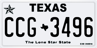TX license plate CCG3496