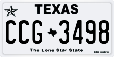 TX license plate CCG3498