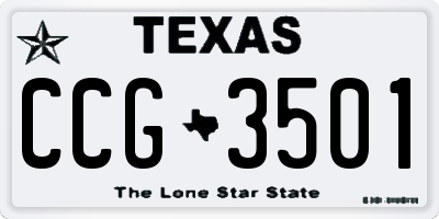 TX license plate CCG3501