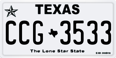TX license plate CCG3533