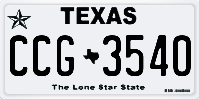 TX license plate CCG3540