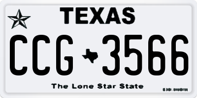 TX license plate CCG3566