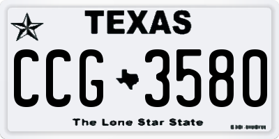 TX license plate CCG3580