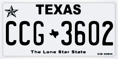 TX license plate CCG3602
