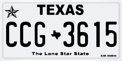 TX license plate CCG3615